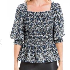 Max Studio smockneck floral top size small